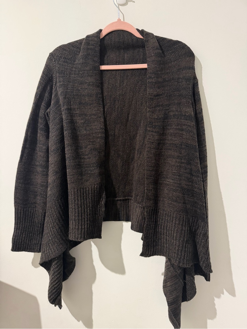 Ambiance Dark Charcoal Open-Front Draped Poncho Cardigan - Picture 5 of 6